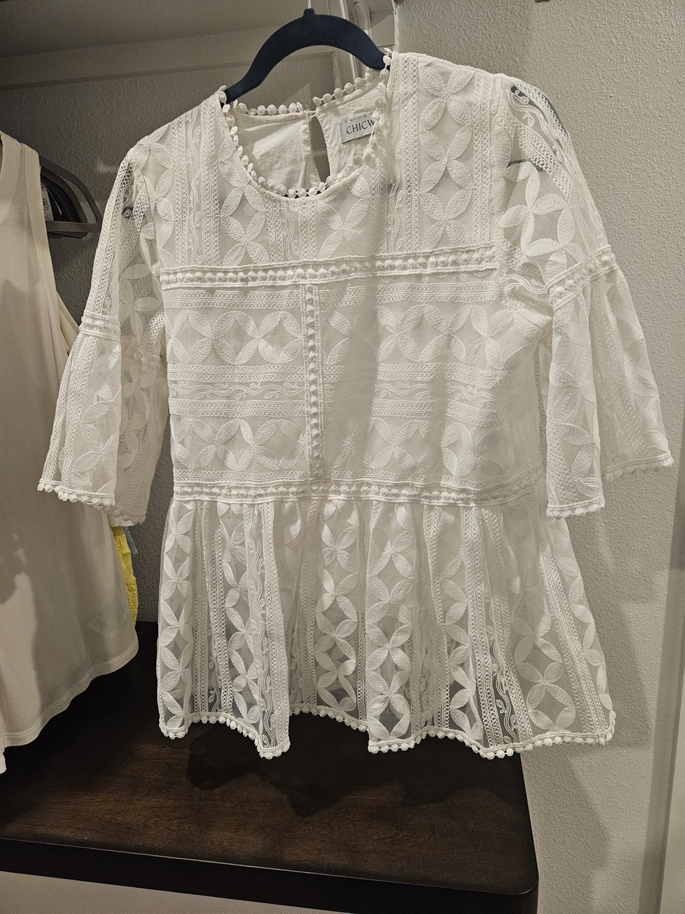 CHICWISH White Lace Peplum Top - Picture 3 of 7